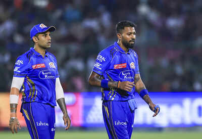 jaipur mumbai indians39 captain hardik pandya with teammate suryakumar yadav dur
