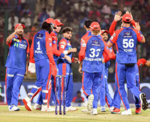 new delhi apr 16 ani delhi capitals39 mitchell starc and teammates celebrate