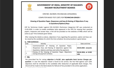 rrb grade a technician answer key 2026