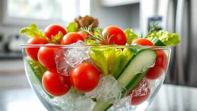 crisp veggies in ice water