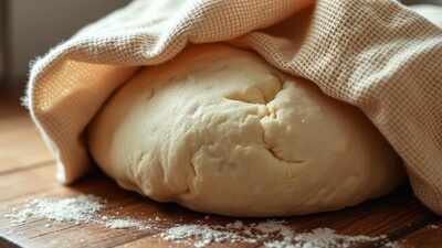 dough rises under linen