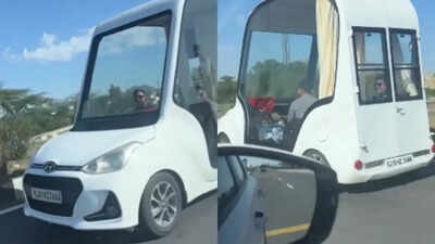 hyundai grand i10 modified into moving flat watch viral video