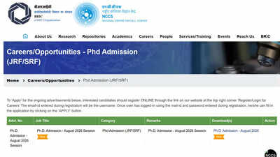 nccs phd admissions open for august 2026 session