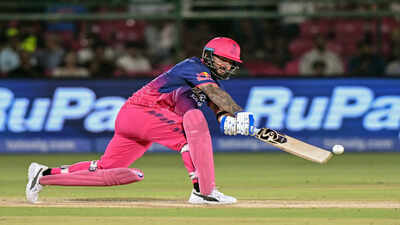 jaipur may 01 ani rajasthan royals39 skipper riyan parag plays a shot during