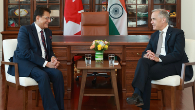 union minister piyush goyal with canadian pm mark j carney